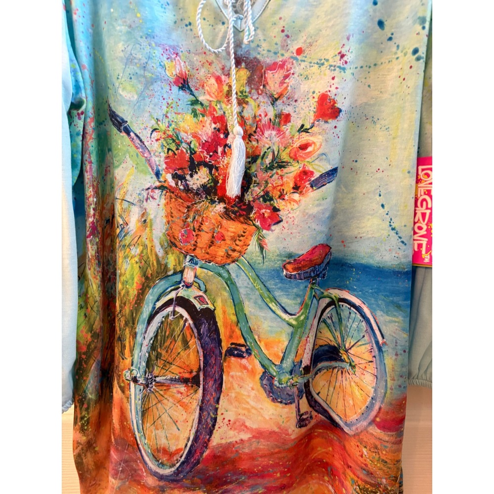 Leoma Lovegrove Womens Blue Cold Shoulder Bicycle Floral Lace Back Top Small NWT - Picture 7 of 12